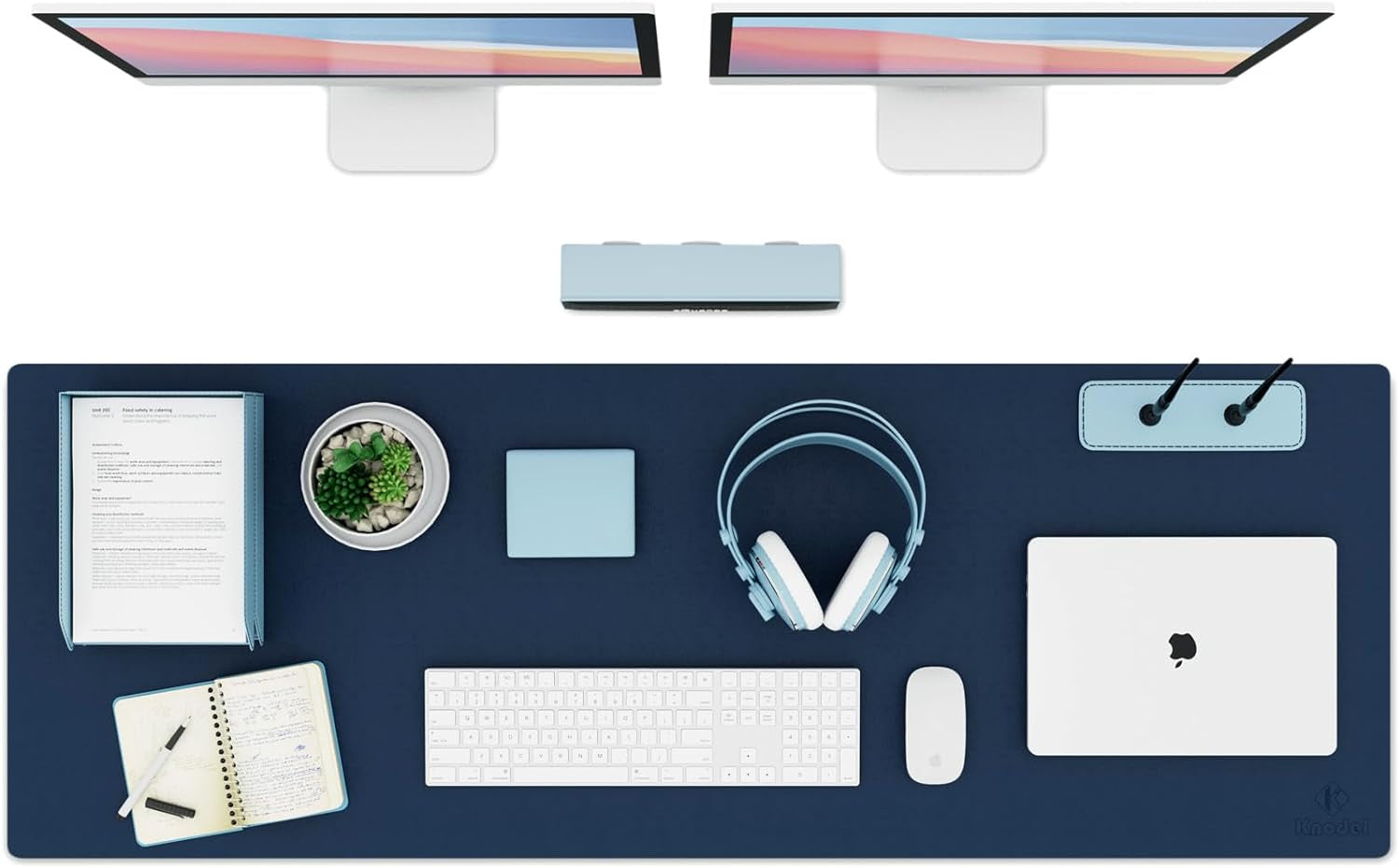 K KNODEL Large Office Leather Desk Mat, Mouse and Keyboard Pad, Computer and Laptop Mat, Desktop Protector and Cover, Writing Pad and Blotter (31.5"X15.7", White)