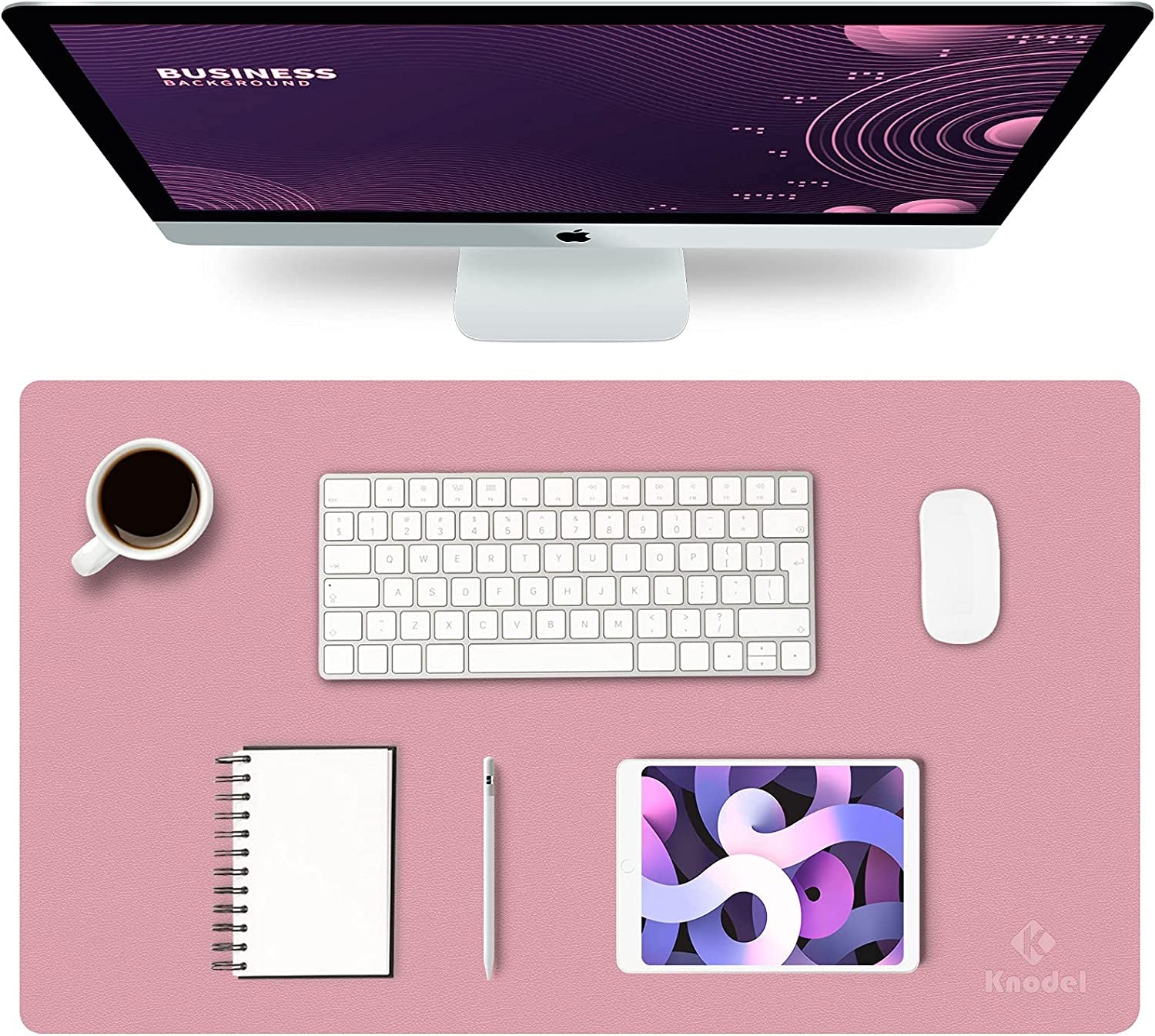 K KNODEL Large Office Leather Desk Mat, Mouse and Keyboard Pad, Computer and Laptop Mat, Desktop Protector and Cover, Writing Pad and Blotter (31.5"X15.7", White)