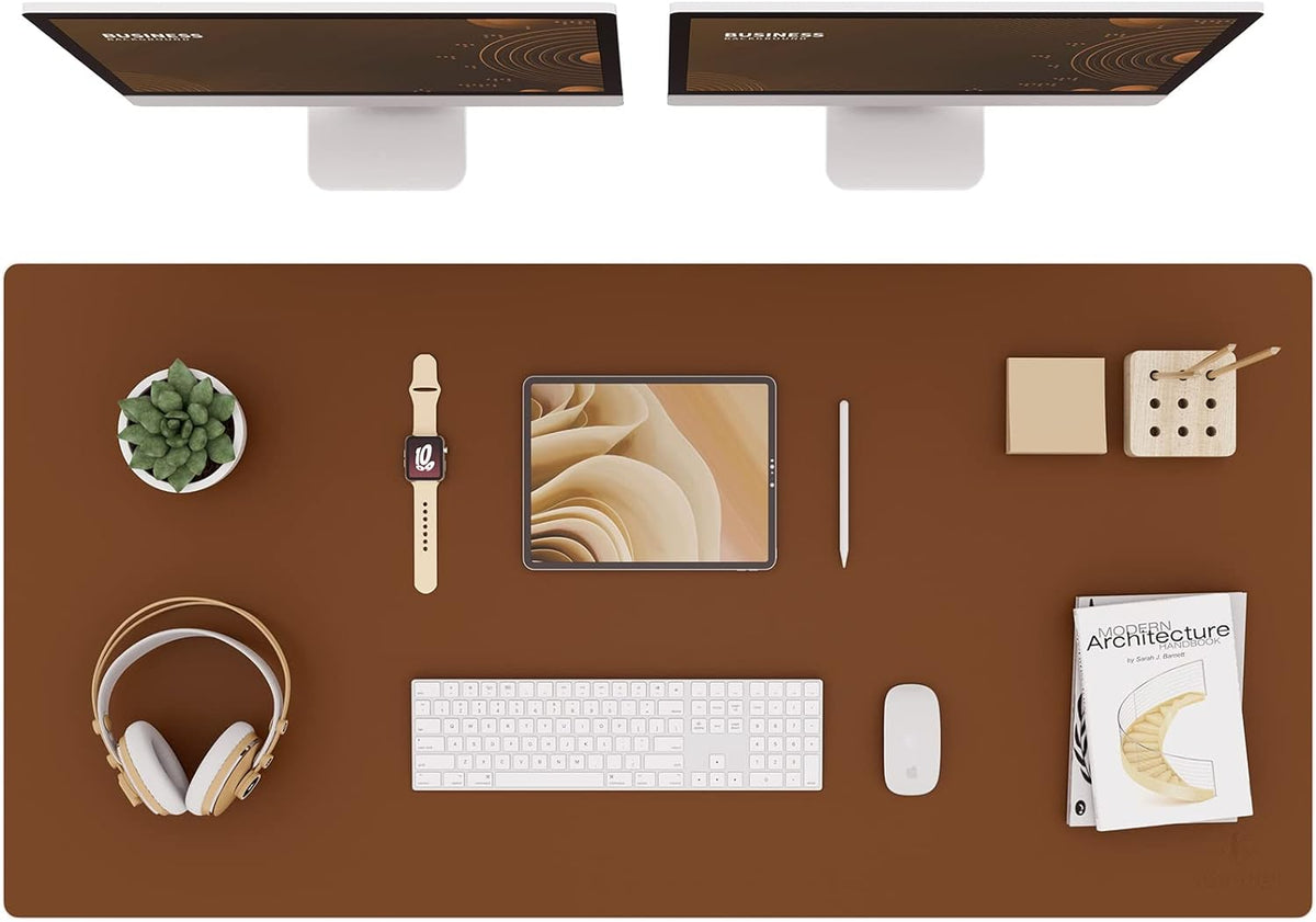 K KNODEL Large Office Leather Desk Mat, Mouse and Keyboard Pad, Computer and Laptop Mat, Desktop Protector and Cover, Writing Pad and Blotter (31.5"X15.7", White)