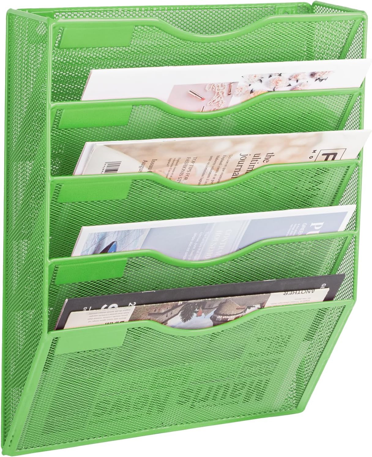 EASEPRES 8 Pocket Mesh Hanging Wall File Organizer, Wall Mounted Mail Paper Document Folder Holder, Clipboard Storage Organization Magazine Rack with Nametag Label for Office Home School, Black