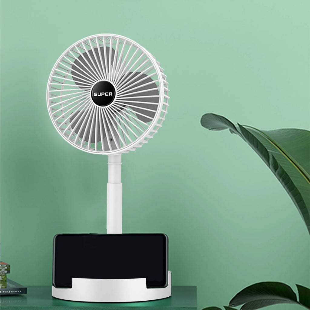 Vikakiooze Cooling Stretchable Fan, Fan Portable, 3 Speeds Desktop Table Fan, Plug in Power Fan, Rotation Strong Wind, Quiet Personal Small Fan for Home Desktop Office, White