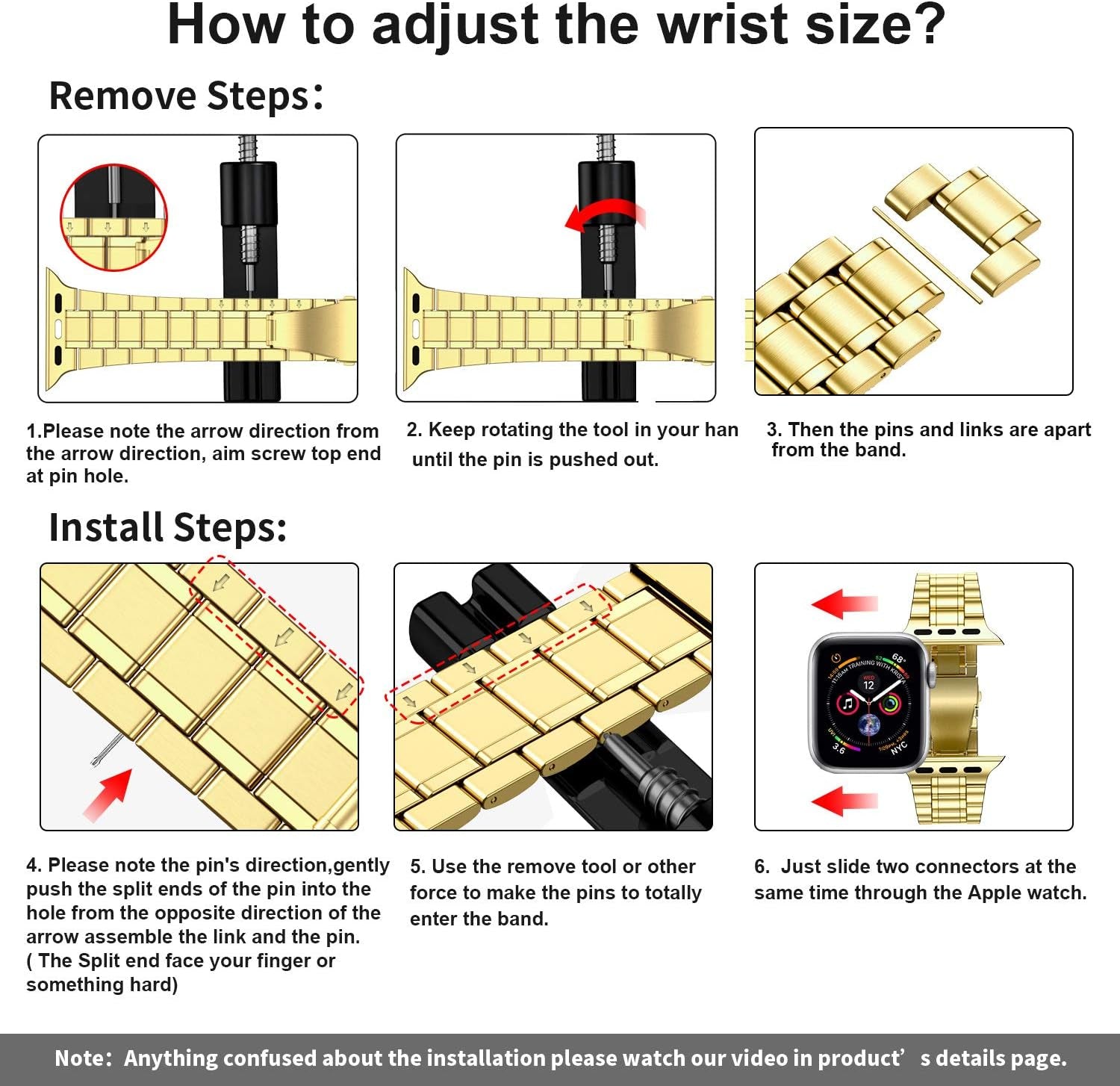 Miohhr Solid Stainless Steel Band Compatible with Apple Watch 44Mm(Series 6/5/4/SE), 42Mm (Series 3/2/1), Metal Strap with Soft TPU Case for Iwatch Bands for Women and Men, Gold