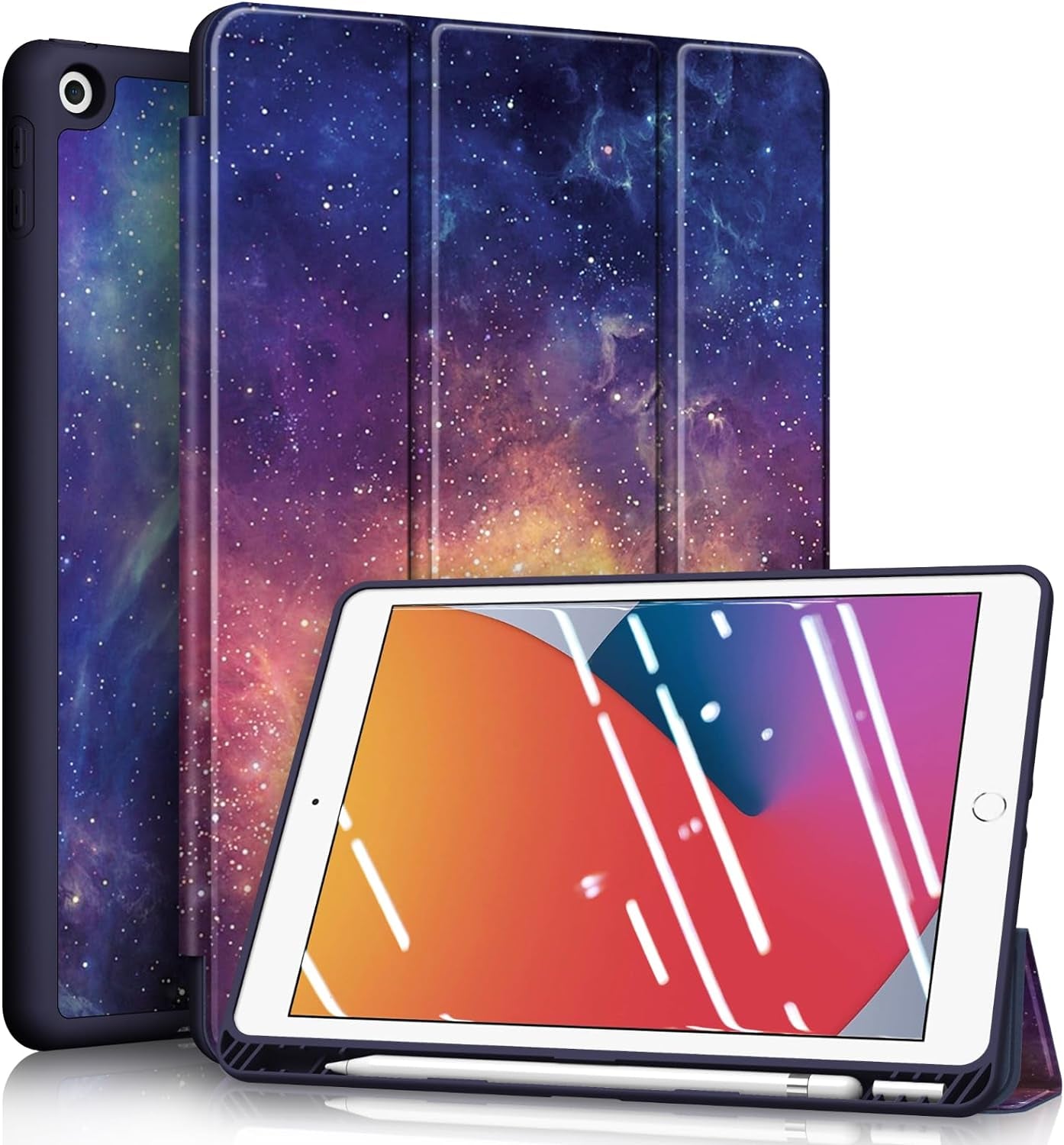 Fintie Slimshell Case for Ipad 9Th / 8Th / 7Th Generation (2021/2020/2019 Model) 10.2 Inch - [Built-In Pencil Holder] Soft TPU Protective Stand Back Cover, Auto Wake/Sleep, Composition Book Black