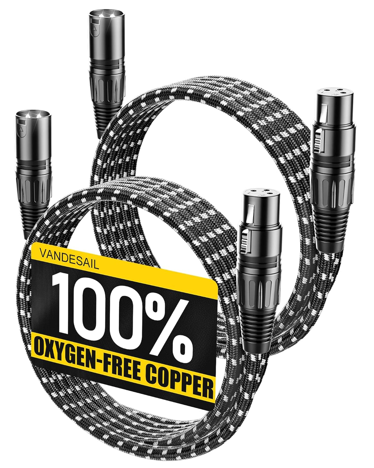 XLR Cables, 3Ft 2 Pack Microphone Cable, XLR Male to Female Balanced Microphone Cord 3 Pin, 3 Foot Short Mic Cord Oxygen-Free Copper (OFC) Nylon Braided