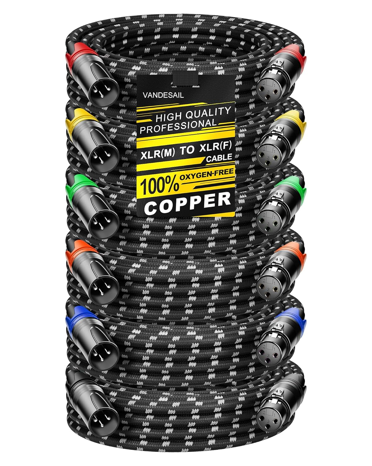 XLR Cables, 3Ft 2 Pack Microphone Cable, XLR Male to Female Balanced Microphone Cord 3 Pin, 3 Foot Short Mic Cord Oxygen-Free Copper (OFC) Nylon Braided