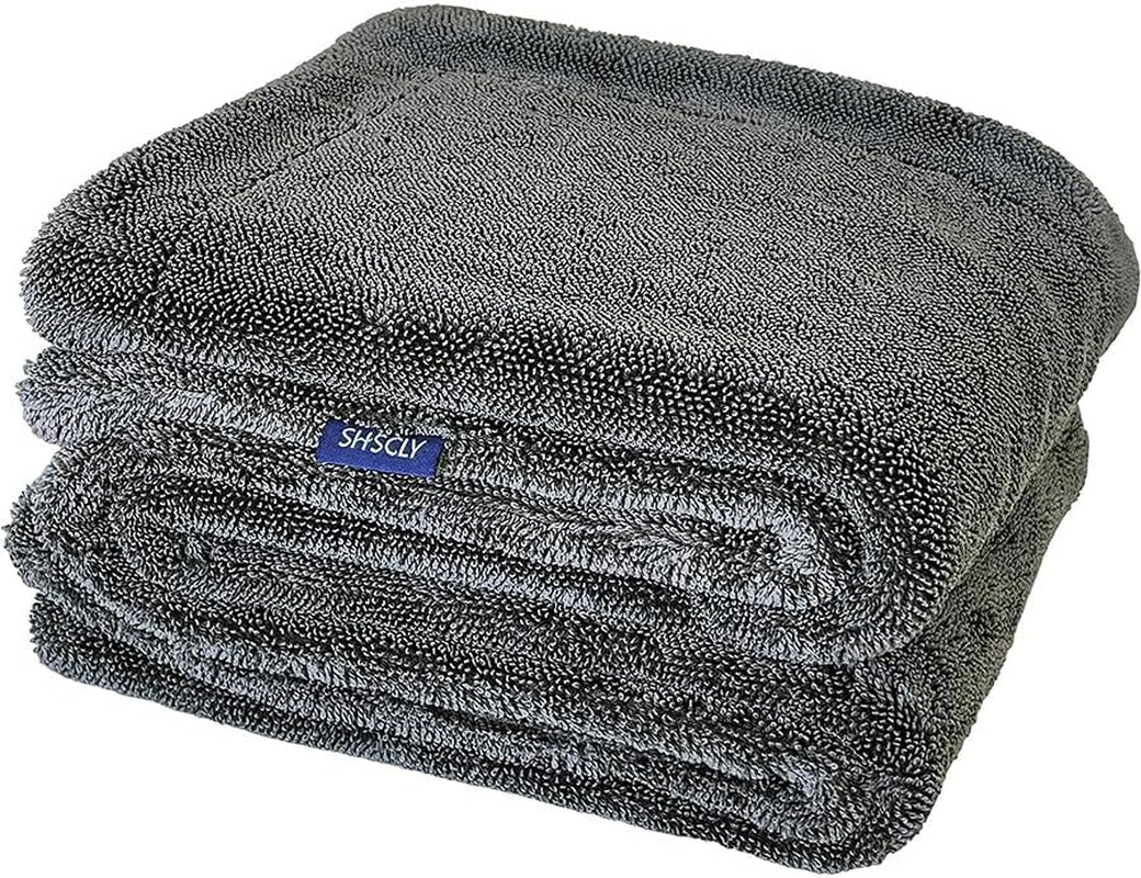 SHSCLY Microfiber Car Drying Towel Super Absorbent Twist Pile Car Towels Rapid Drying Large Cleaning Lint-Free Detailing Cloth Gray 20 X 24 Inches Pack of 2