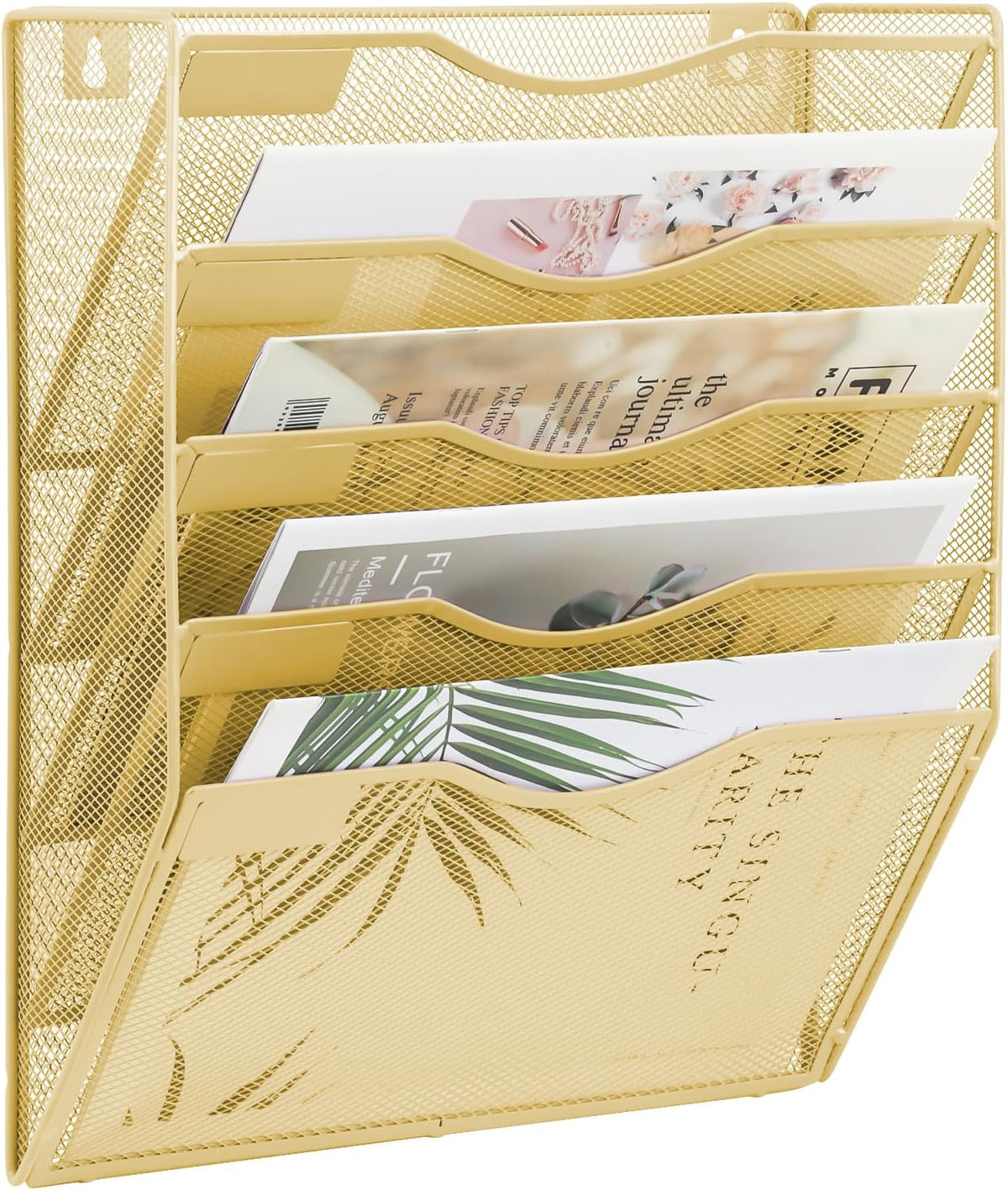 EASEPRES 8 Pocket Mesh Hanging Wall File Organizer, Wall Mounted Mail Paper Document Folder Holder, Clipboard Storage Organization Magazine Rack with Nametag Label for Office Home School, Black
