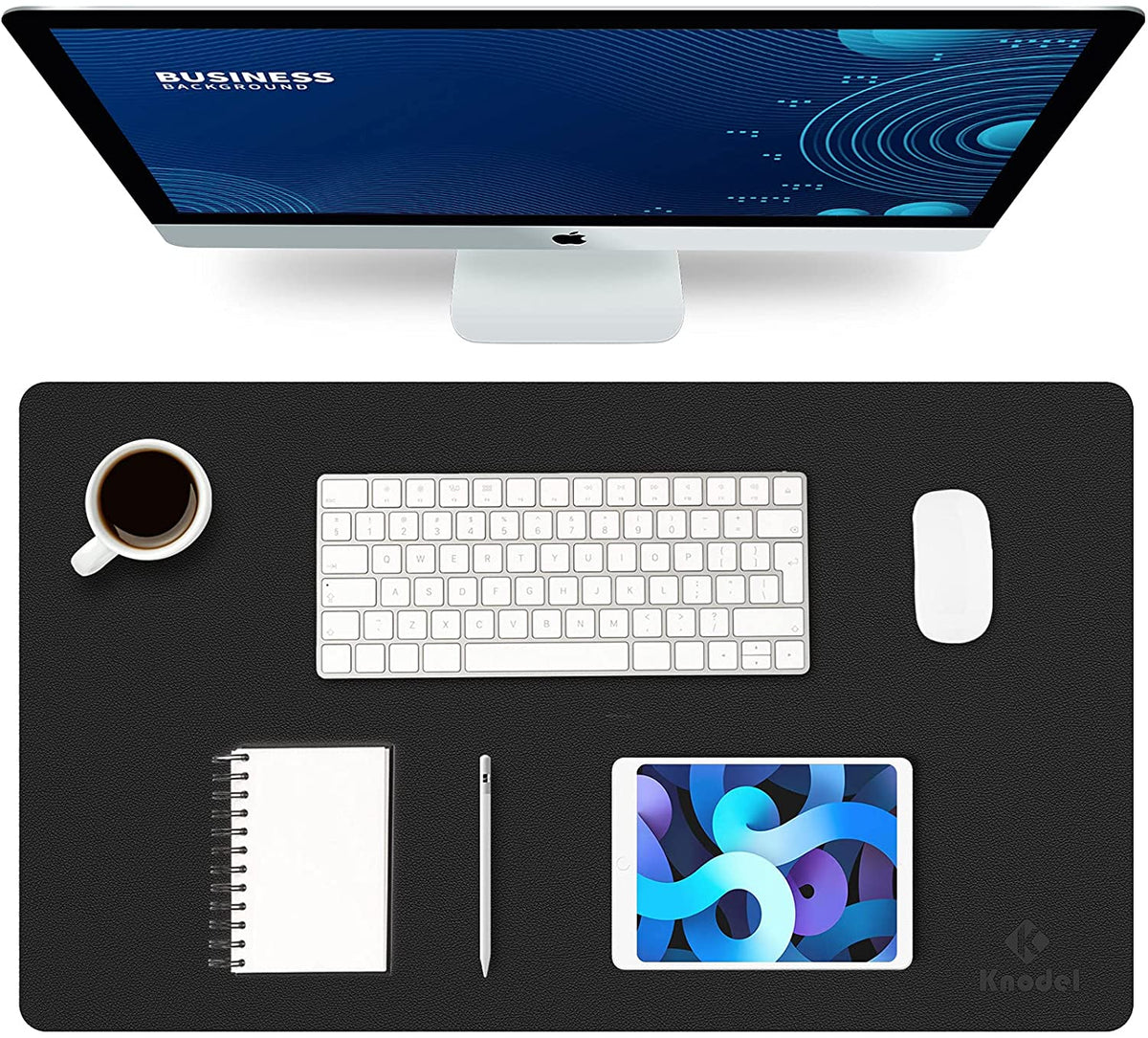 K KNODEL Large Office Leather Desk Mat, Mouse and Keyboard Pad, Computer and Laptop Mat, Desktop Protector and Cover, Writing Pad and Blotter (31.5"X15.7", White)