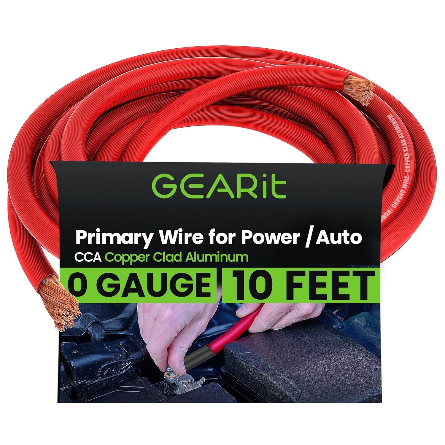 Gearit 1/0 Gauge Wire 25 Ft Red, 0 AWG CCA Battery Cable Power/Ground Wire for Car Audio, Amplifier, RV Trailer & Automotive Electrical