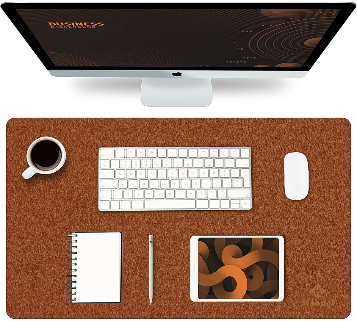 K KNODEL Large Office Leather Desk Mat, Mouse and Keyboard Pad, Computer and Laptop Mat, Desktop Protector and Cover, Writing Pad and Blotter (31.5"X15.7", White)