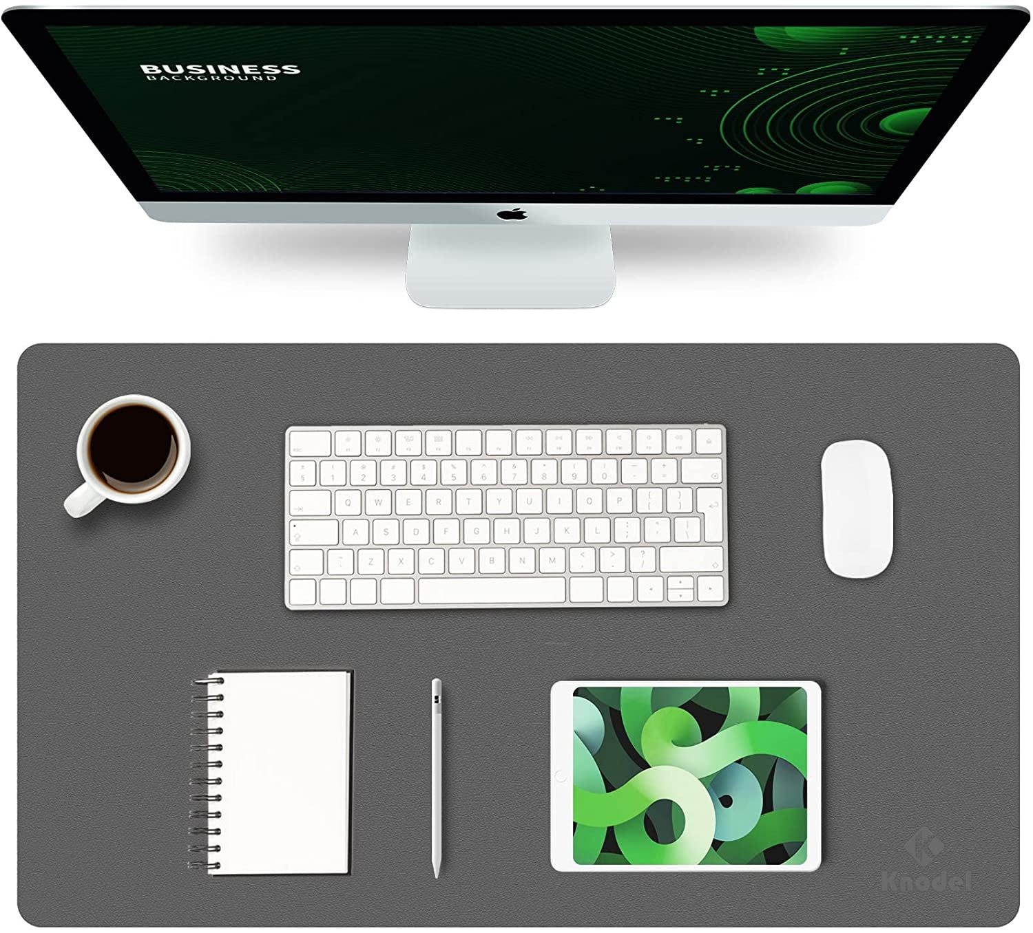 K KNODEL Large Office Leather Desk Mat, Mouse and Keyboard Pad, Computer and Laptop Mat, Desktop Protector and Cover, Writing Pad and Blotter (31.5"X15.7", White)