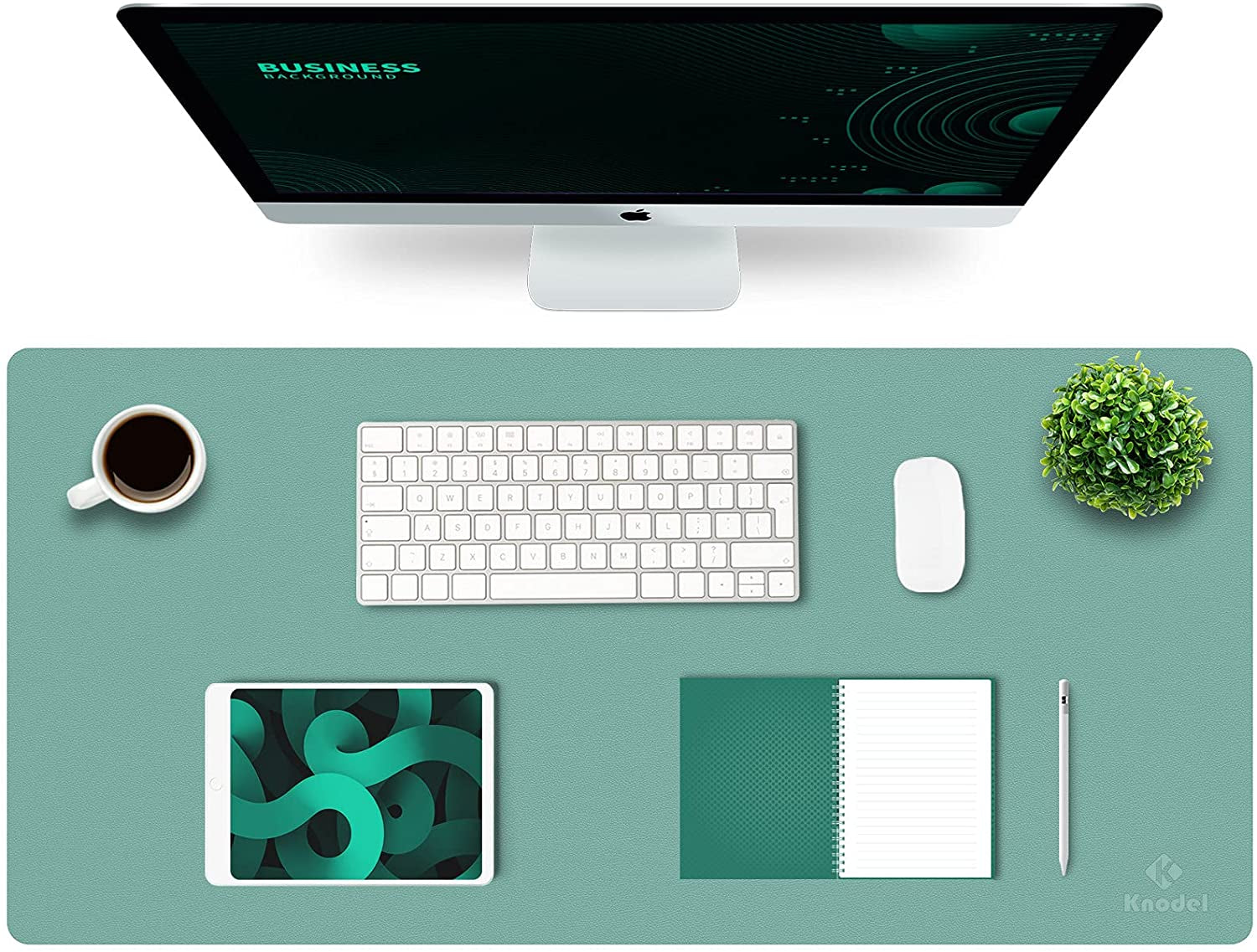 K KNODEL Large Office Leather Desk Mat, Mouse and Keyboard Pad, Computer and Laptop Mat, Desktop Protector and Cover, Writing Pad and Blotter (31.5"X15.7", White)