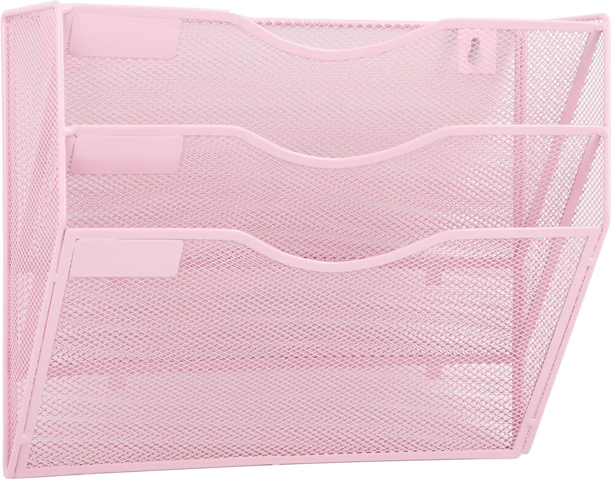 EASEPRES 8 Pocket Mesh Hanging Wall File Organizer, Wall Mounted Mail Paper Document Folder Holder, Clipboard Storage Organization Magazine Rack with Nametag Label for Office Home School, Black