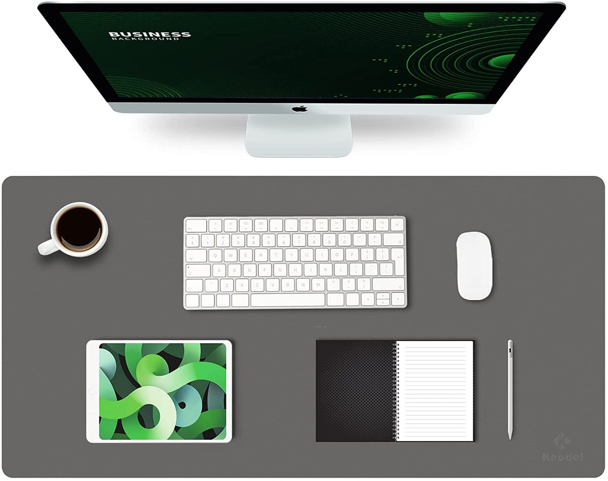 K KNODEL Large Office Leather Desk Mat, Mouse and Keyboard Pad, Computer and Laptop Mat, Desktop Protector and Cover, Writing Pad and Blotter (31.5"X15.7", White)
