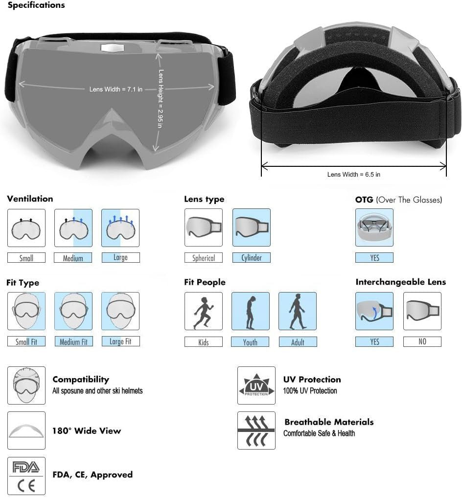 SPOSUNE Dirt Bike ATV Goggles UV400 Motorcycle Goggles for Men Women Youth Motocross Riding Goggles Windproof Dustproof