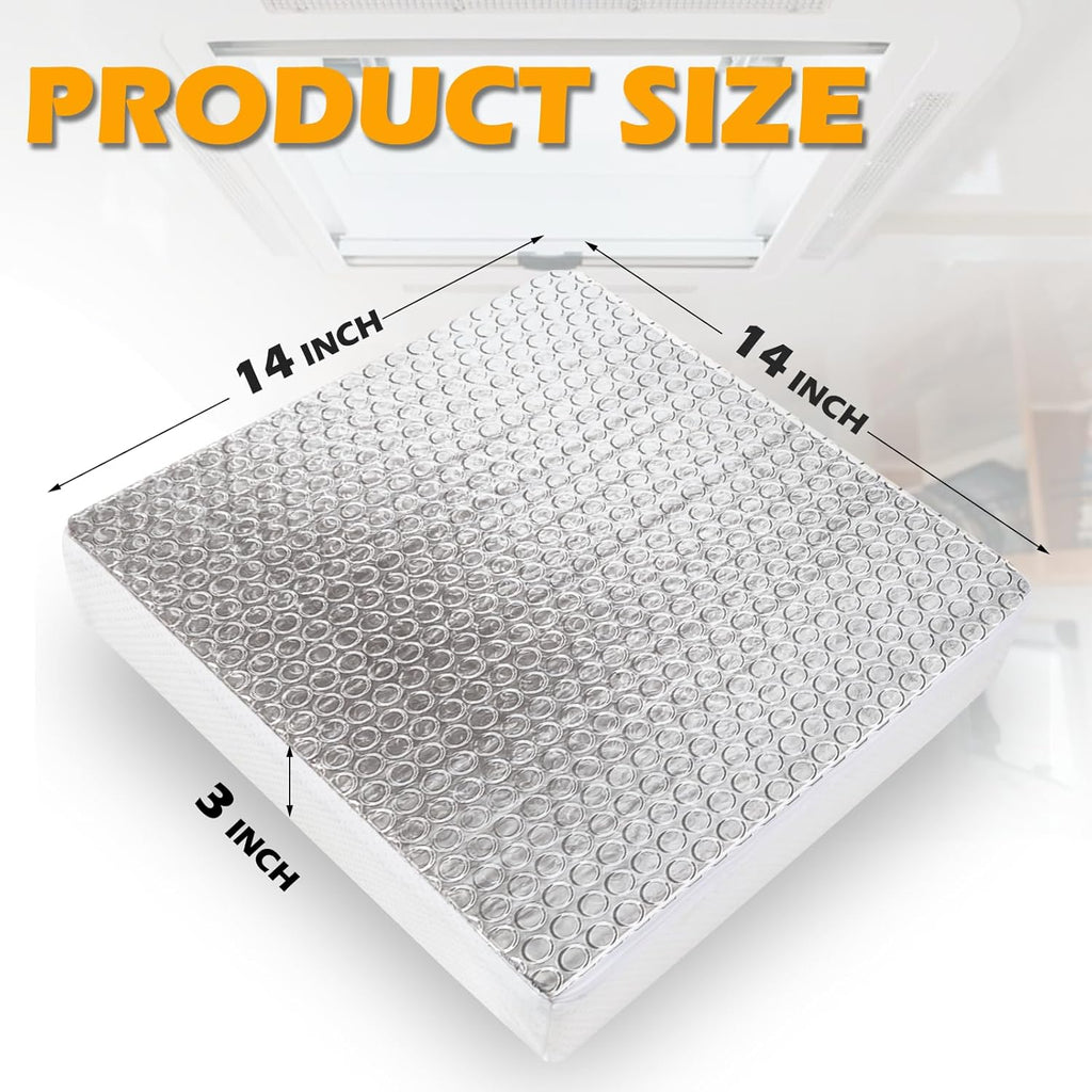 SIKADEER RV Vent Insulator 14″X14″X3″, 2 Piece Universal RV Skylight Cover with Reflective Surface, Skylight Shade Energy Savings Sunroof Fits for 14 Inch X 14 Inch Rv/Camper Vents
