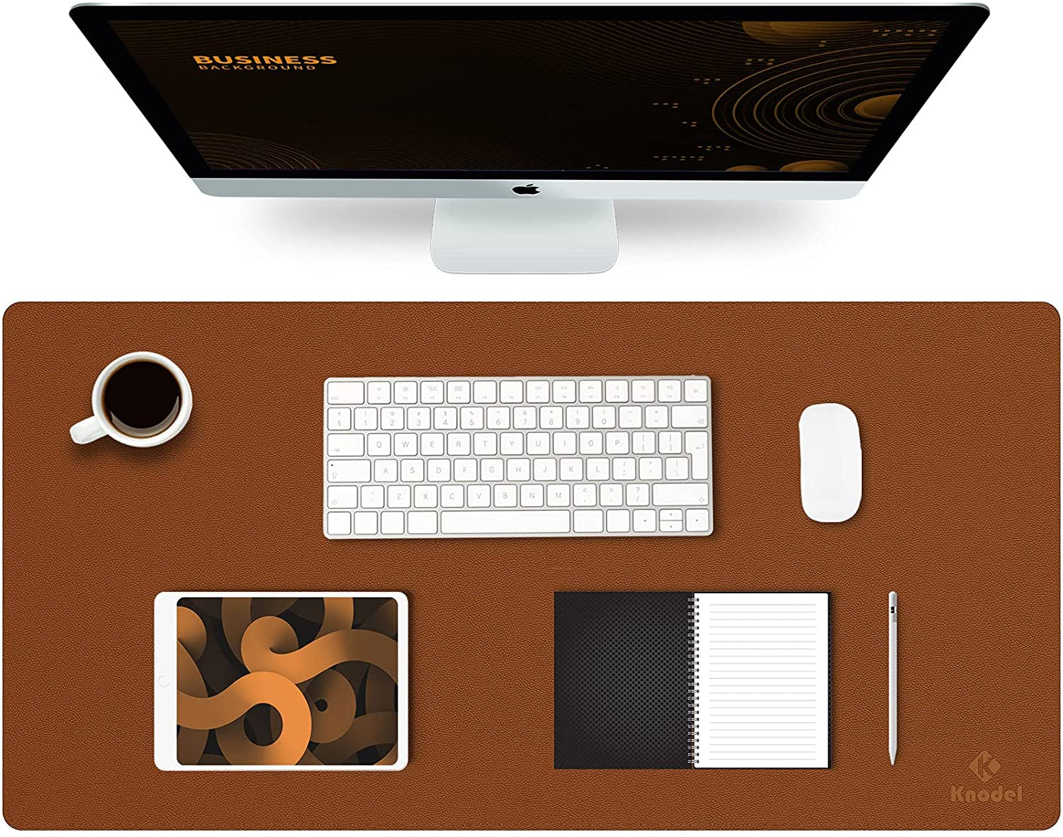 K KNODEL Large Office Leather Desk Mat, Mouse and Keyboard Pad, Computer and Laptop Mat, Desktop Protector and Cover, Writing Pad and Blotter (31.5"X15.7", White)