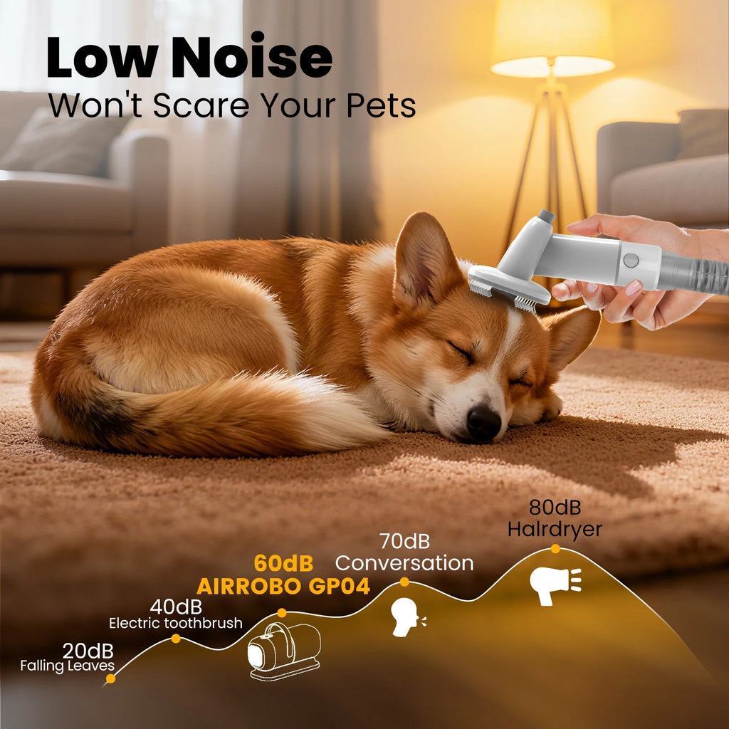 GP04 Dog Grooming Kit, 5 Grooming Tools, Pet Grooming Vacuum, Dog Clippers Kit, Low Noise