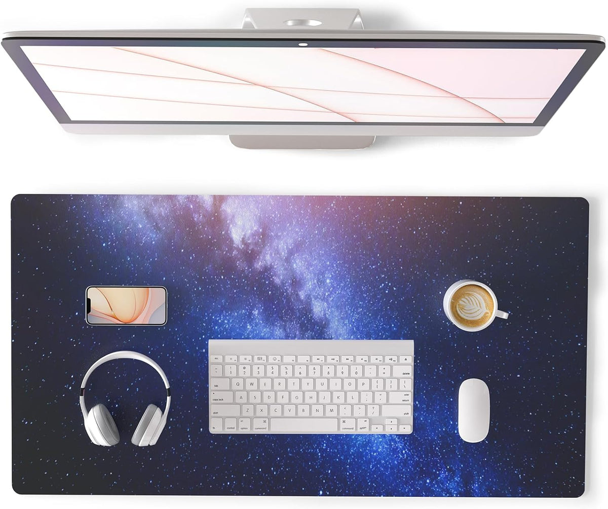 QIYI Large Mouse Pad, Cute Pink Desk Mat for Desktop, Women Girls PU Leather Desk Pad Waterproof Gaming Mousepad, Rose Gold Marble Computer Protector Writing Pad for School Office Home 31.5" X 15.7"