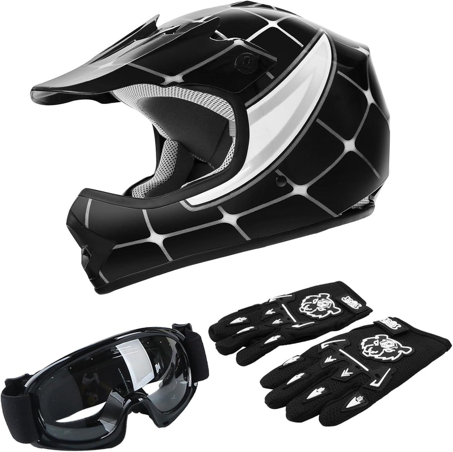 TCT-MOTORPARTS DOT Youth Kids Dirt Bike Full Face Helmets Motocross ATV Offroad Four Wheeler Helmet Pink Butterfly Medium Size