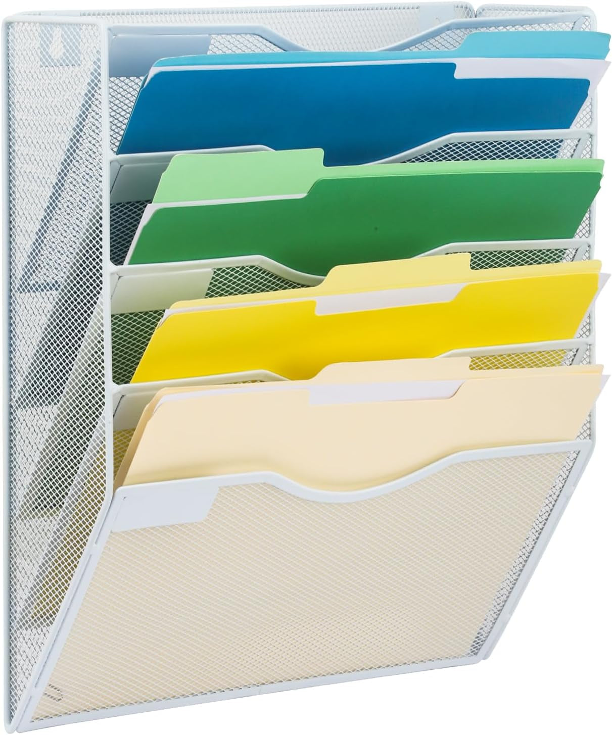 EASEPRES 8 Pocket Mesh Hanging Wall File Organizer, Wall Mounted Mail Paper Document Folder Holder, Clipboard Storage Organization Magazine Rack with Nametag Label for Office Home School, Black