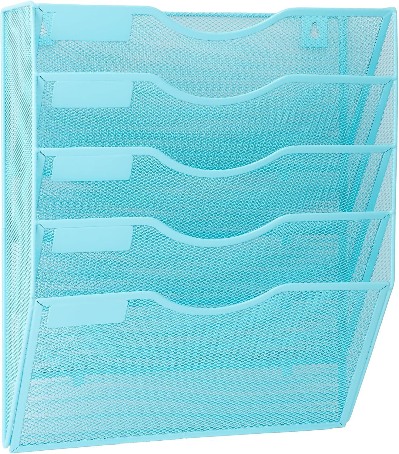 EASEPRES 8 Pocket Mesh Hanging Wall File Organizer, Wall Mounted Mail Paper Document Folder Holder, Clipboard Storage Organization Magazine Rack with Nametag Label for Office Home School, Black