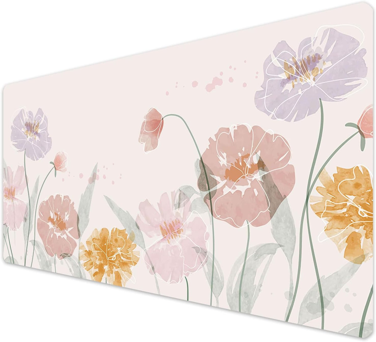 French KOKO Large Mouse Pad Desk Mat 15" X 30" – Extended Floral Desk Protector for Keyboard & Mouse – Non-Slip Waterproof Cute Office Pad Aesthetic Workstation Mat