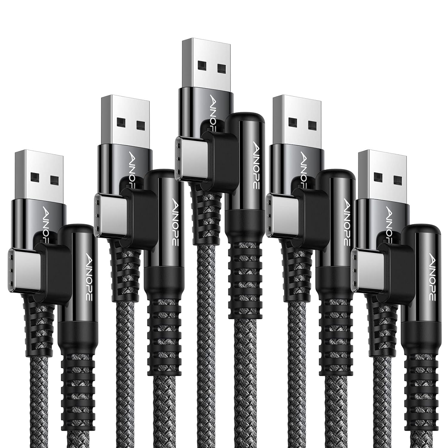 AINOPE 2-Pack Type C Charging Cable 3.1A Fast Charge, Right Angle [6.6Ft+6.6Ft] USB C Cable, Durable Nylon Braided Type C Charging Cable Fast Charge Compatible Galaxy S10 S9 S21, LG V30,V20,G6