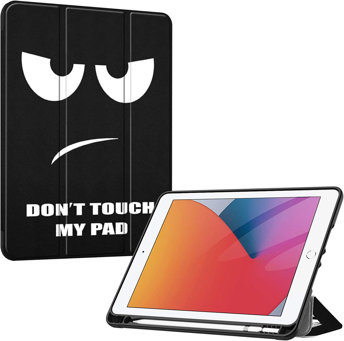 Fintie Slimshell Case for Ipad 9Th / 8Th / 7Th Generation (2021/2020/2019 Model) 10.2 Inch - [Built-In Pencil Holder] Soft TPU Protective Stand Back Cover, Auto Wake/Sleep, Composition Book Black