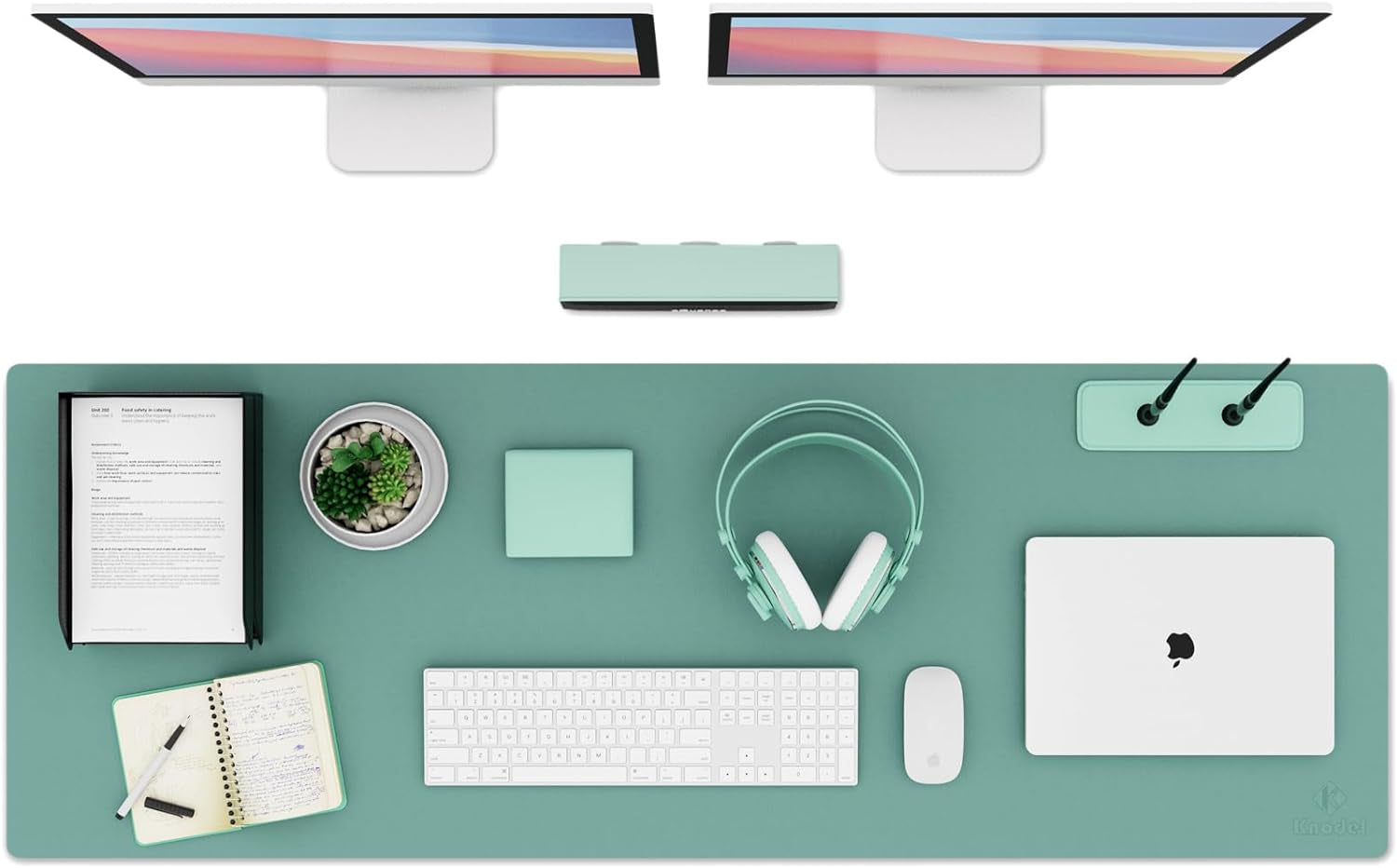 K KNODEL Large Office Leather Desk Mat, Mouse and Keyboard Pad, Computer and Laptop Mat, Desktop Protector and Cover, Writing Pad and Blotter (31.5"X15.7", White)