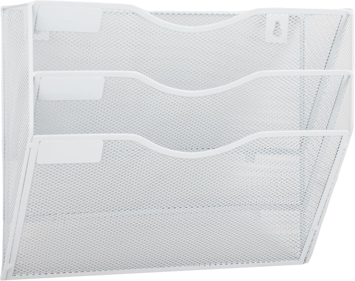EASEPRES 8 Pocket Mesh Hanging Wall File Organizer, Wall Mounted Mail Paper Document Folder Holder, Clipboard Storage Organization Magazine Rack with Nametag Label for Office Home School, Black