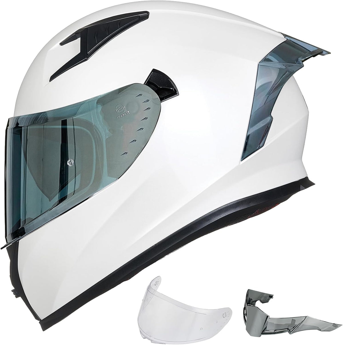 ILM Motorcycle Helmet Full Face with Pinlock Compatible Clear&Tinted Visors and Fins Street Bike Motocross Casco DOT Model Z501(Legend Green, Medium)