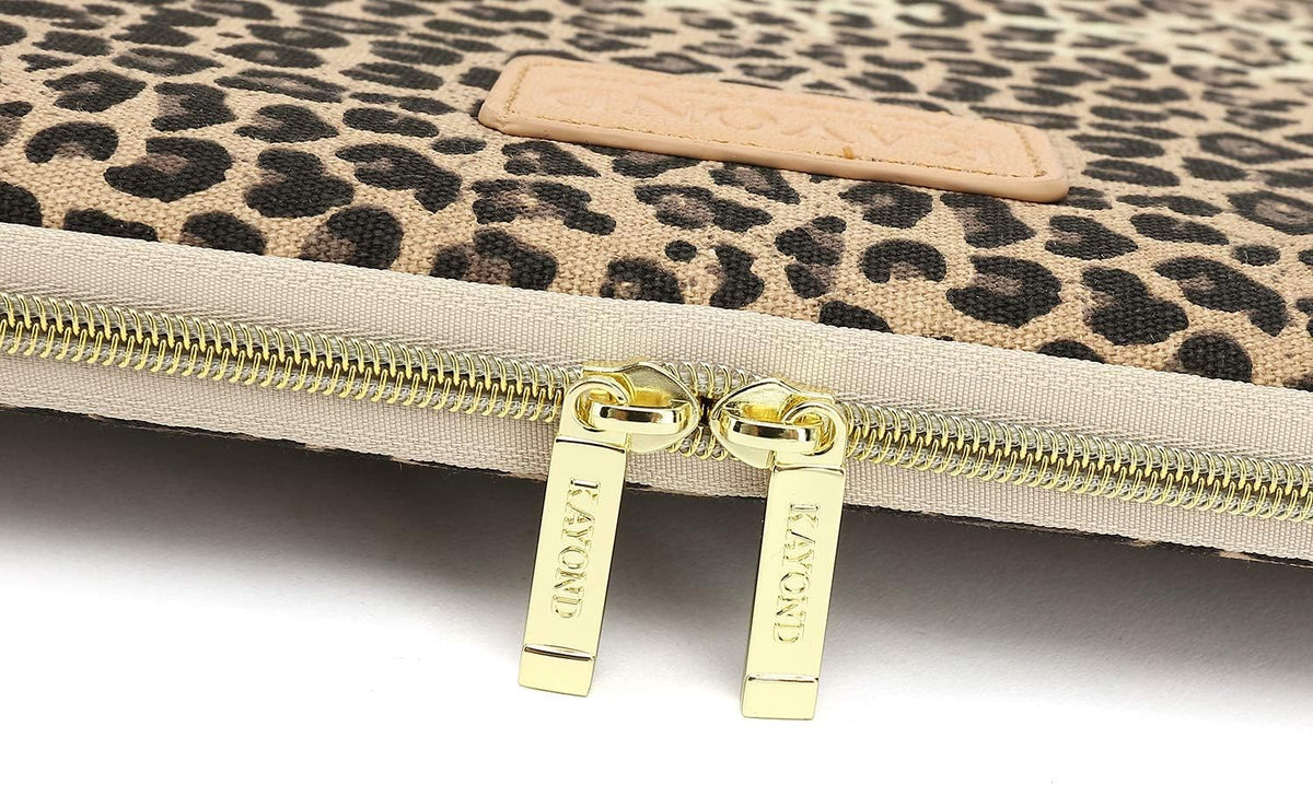 Kayond KY-03 Canvas Fabric 15.6 Inch Laptops Sleeve - Brown Leopard Print