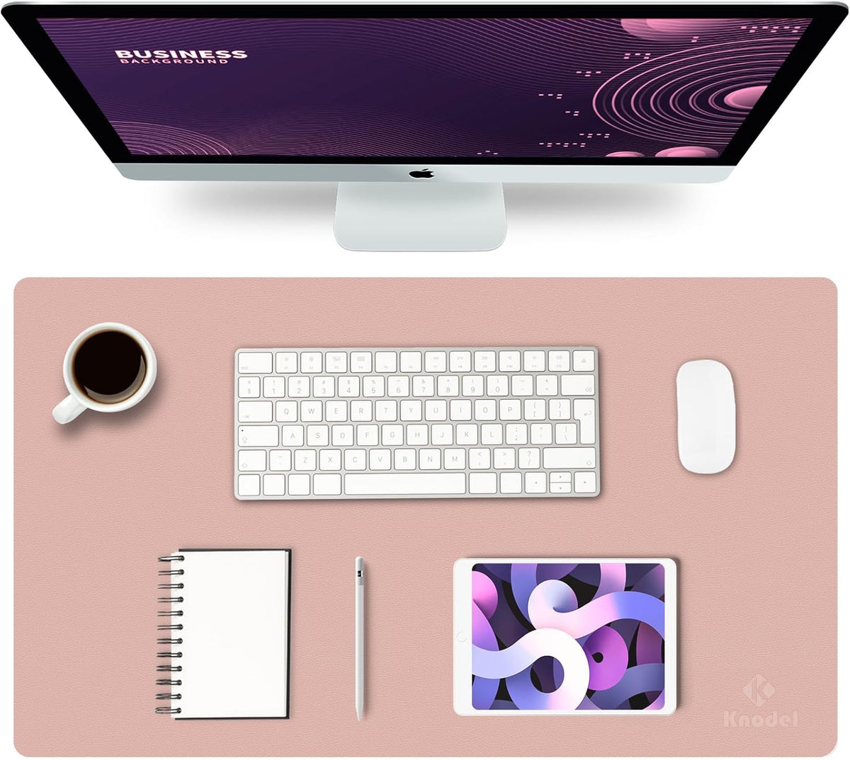 K KNODEL Large Office Leather Desk Mat, Mouse and Keyboard Pad, Computer and Laptop Mat, Desktop Protector and Cover, Writing Pad and Blotter (31.5"X15.7", White)