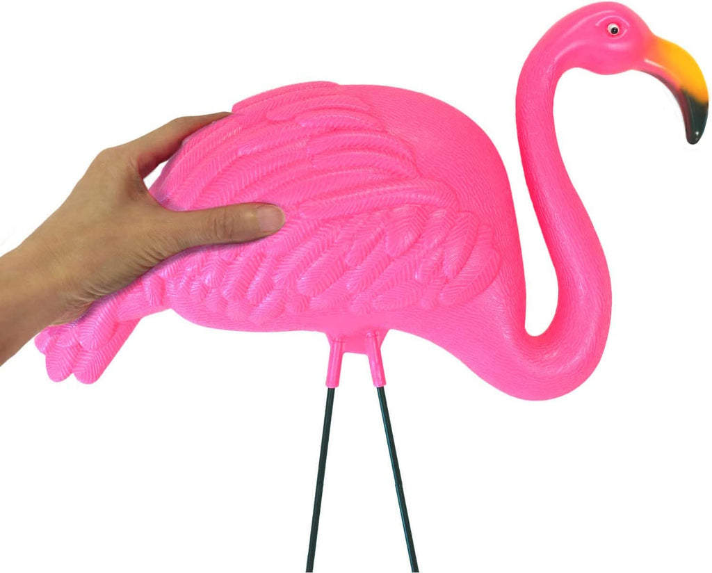 GIFTEXPRESS Pink Flamingos Yard Decorations - 2 Pack Extra Large 24" Tall Plastic Flamingo Statue W/Metal Stakes - Lawn Ornaments & Garden Decor for Outdoor Parties