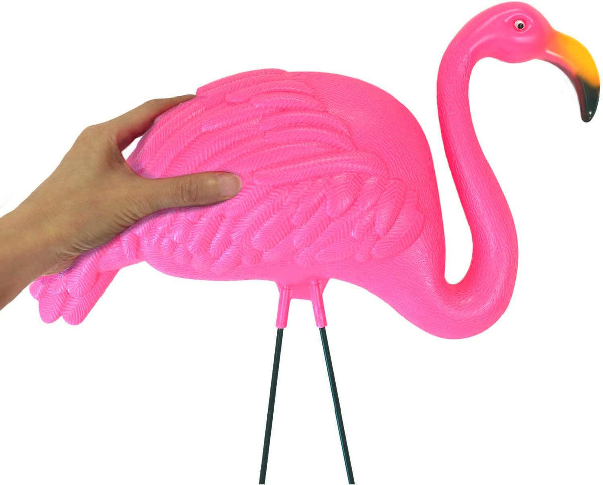 GIFTEXPRESS Pink Flamingos Yard Decorations - 2 Pack Extra Large 24" Tall Plastic Flamingo Statue W/Metal Stakes - Lawn Ornaments & Garden Decor for Outdoor Parties