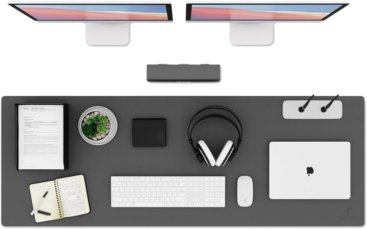 K KNODEL Large Office Leather Desk Mat, Mouse and Keyboard Pad, Computer and Laptop Mat, Desktop Protector and Cover, Writing Pad and Blotter (31.5"X15.7", White)
