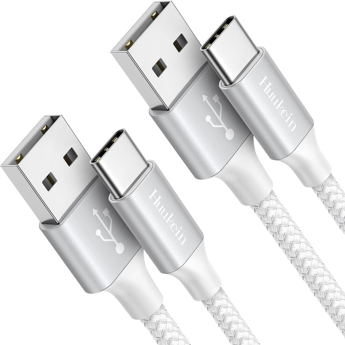Huukein Short USB C Cable 1Ft, 2 Pack USB a to USB C Carplay Cable for Iphone 17 Air 16 15 Pro Max Plus, Short USBC Car Charger Cord, White