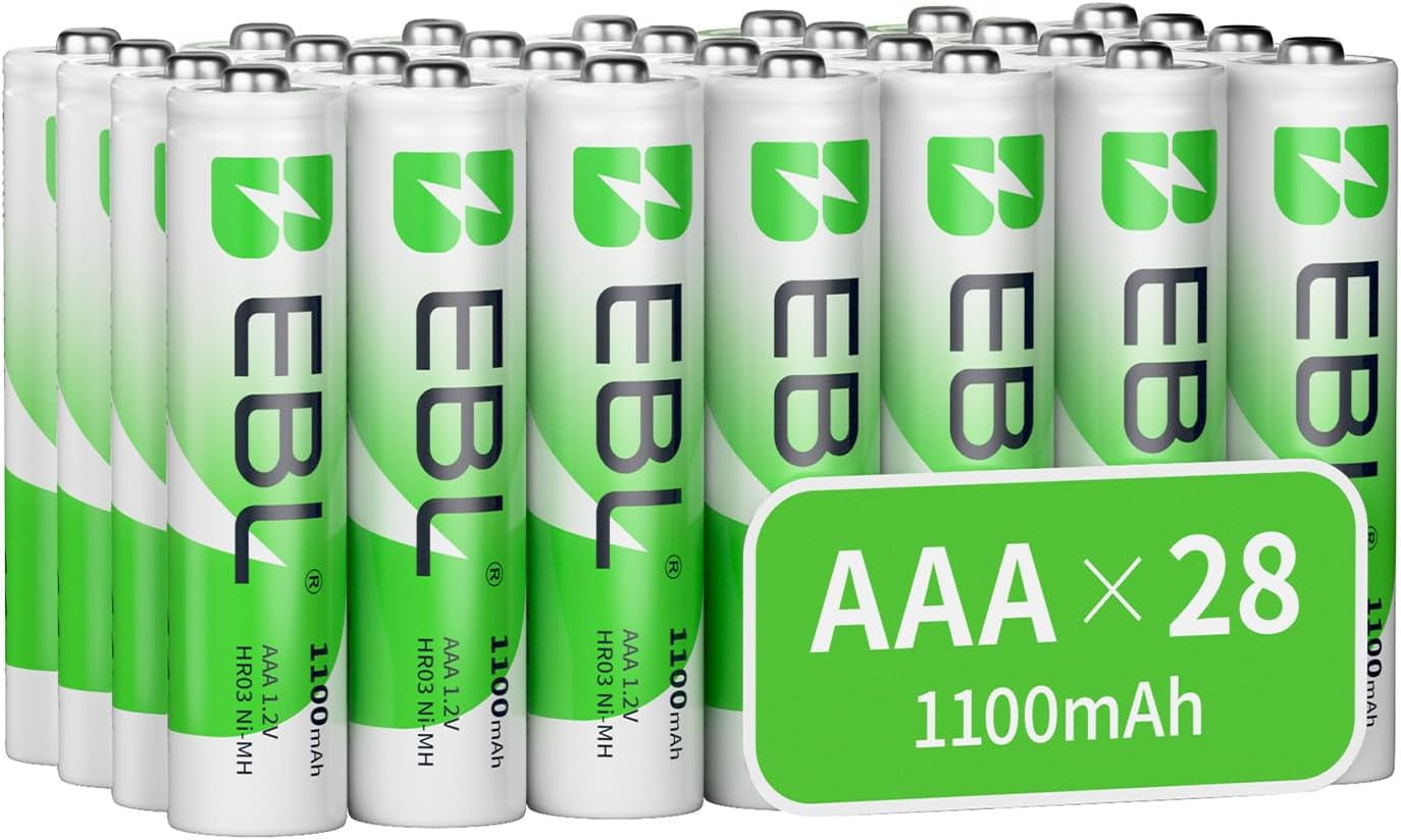 EBL AA Rechargeable Batteries 2800Mah 4 Pack and AAA Rechargeable Batteries 1100Mah 4 Pack, 1.2V Ni-Mh AA AAA Batteries Combo