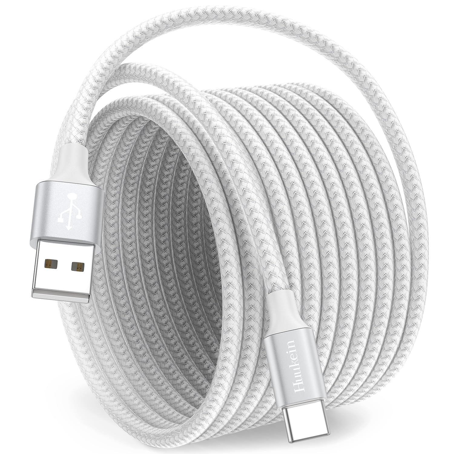 Huukein Short USB C Cable 1Ft, 2 Pack USB a to USB C Carplay Cable for Iphone 17 Air 16 15 Pro Max Plus, Short USBC Car Charger Cord, White