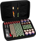 Comecase Battery Organizer Storage Case, Battery Vault Carrying Container Bag Holder - Holds 148+ Batteries AA AAA AAAA C D 9V Button Cell - with BT-168 Tester for Home&Garage- Black(Box Only)