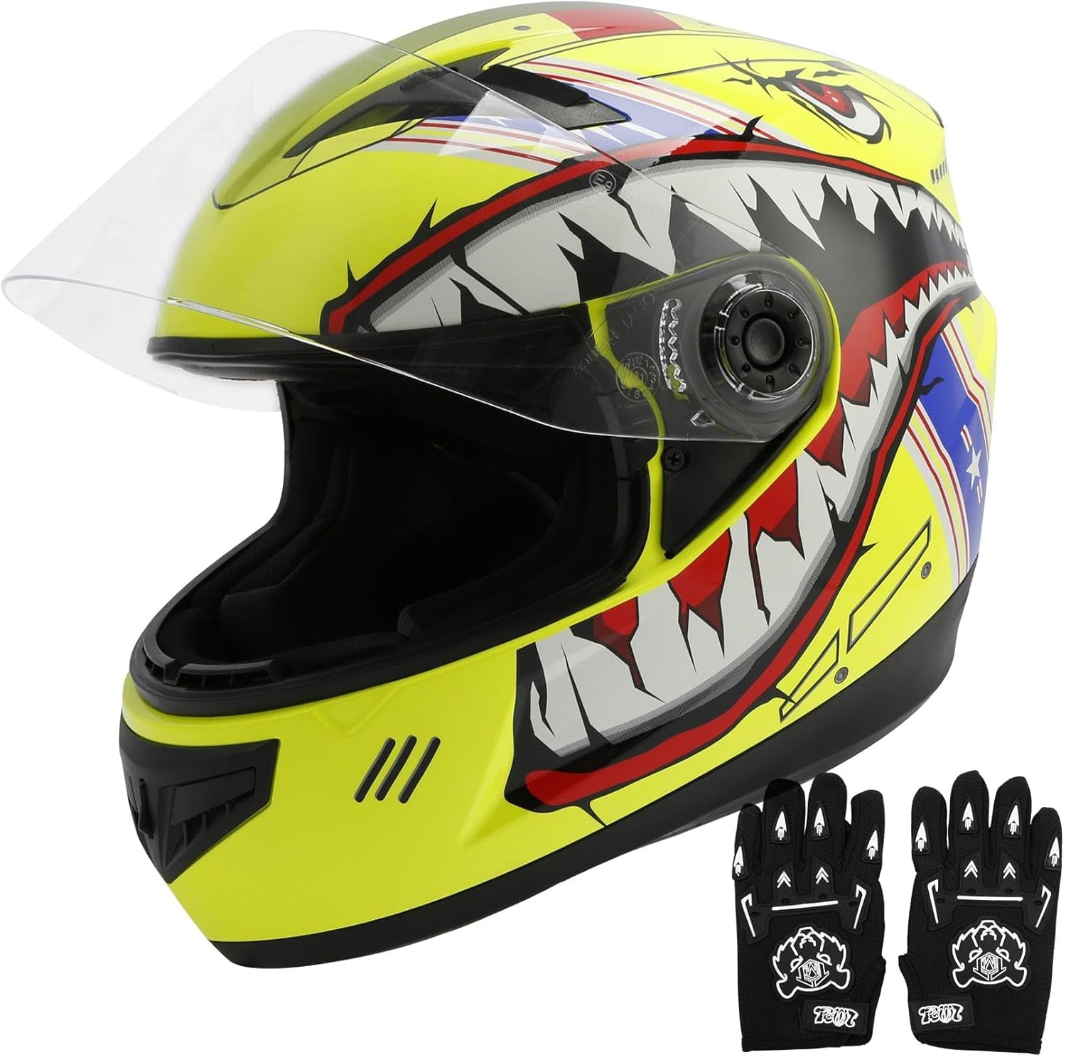 TCT-MOTORPARTS DOT Youth Kids Dirt Bike Full Face Helmets Motocross ATV Offroad Four Wheeler Helmet Pink Butterfly Medium Size