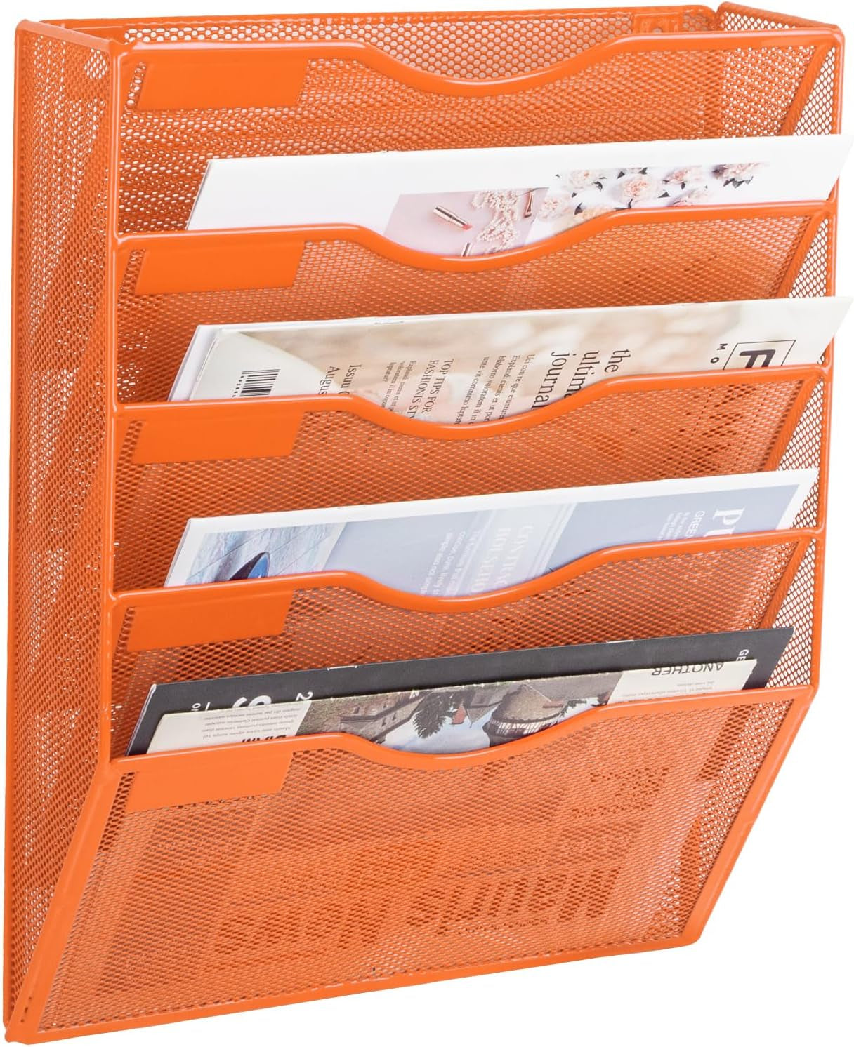 EASEPRES 8 Pocket Mesh Hanging Wall File Organizer, Wall Mounted Mail Paper Document Folder Holder, Clipboard Storage Organization Magazine Rack with Nametag Label for Office Home School, Black
