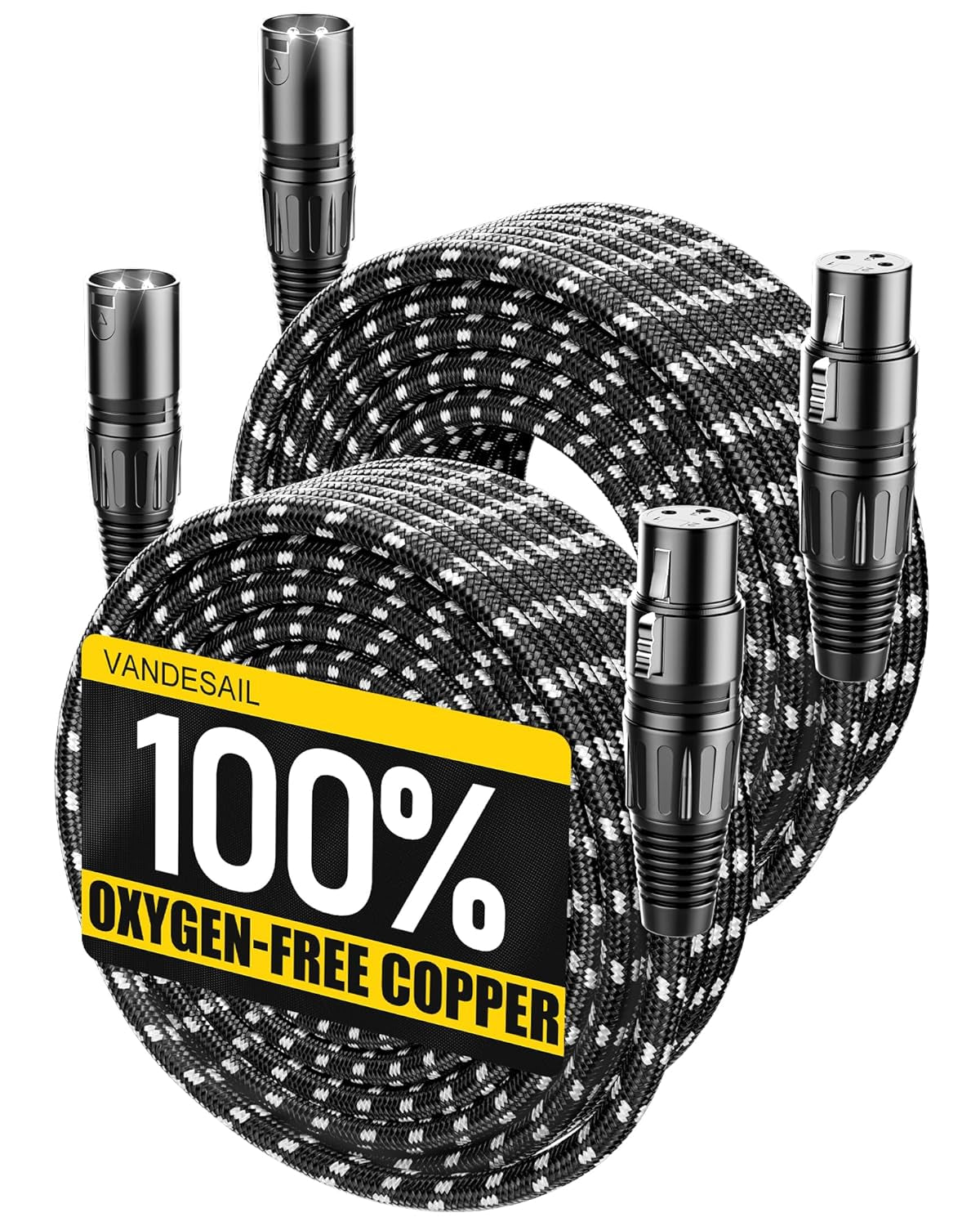 XLR Cables, 3Ft 2 Pack Microphone Cable, XLR Male to Female Balanced Microphone Cord 3 Pin, 3 Foot Short Mic Cord Oxygen-Free Copper (OFC) Nylon Braided
