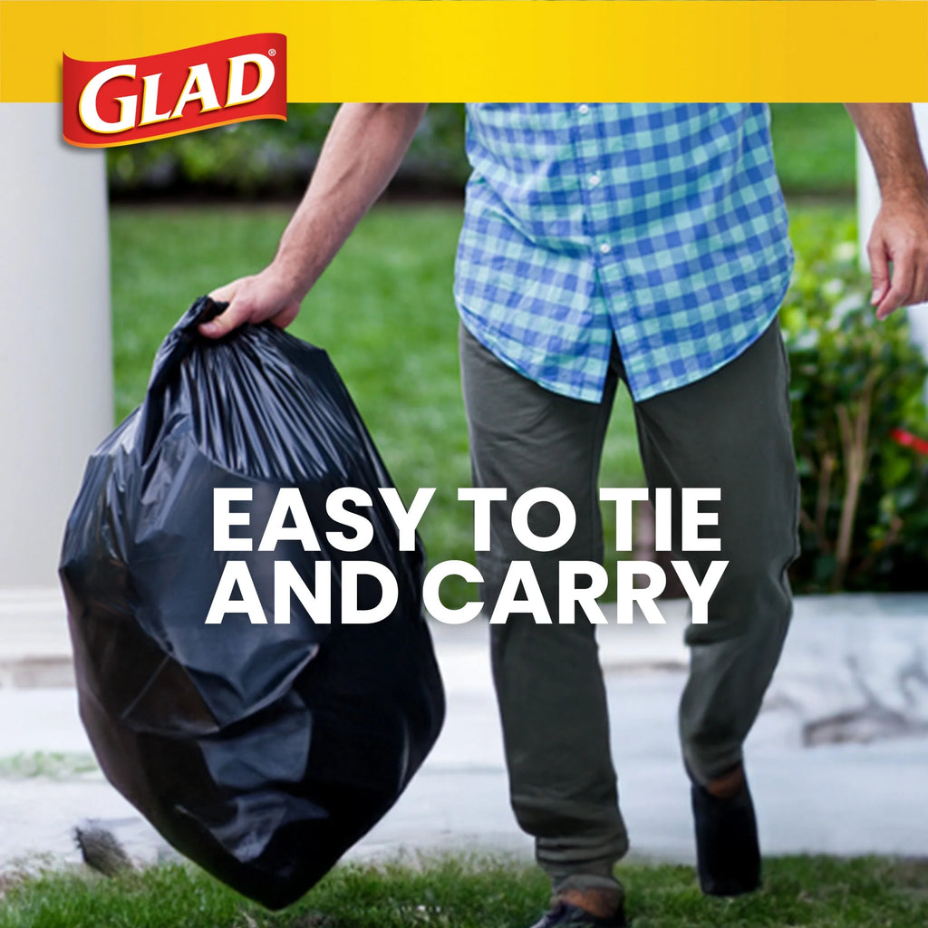 30-Gallon Quick Tie Extra Strong Heavy Duty Large Trash Bags, 40 Bags