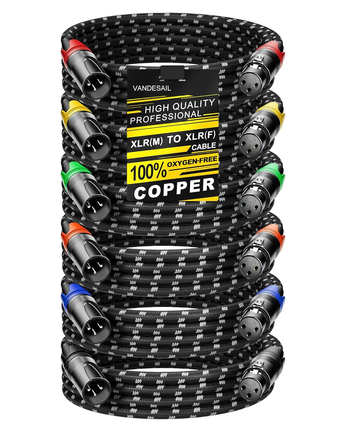 XLR Cables, 3Ft 2 Pack Microphone Cable, XLR Male to Female Balanced Microphone Cord 3 Pin, 3 Foot Short Mic Cord Oxygen-Free Copper (OFC) Nylon Braided