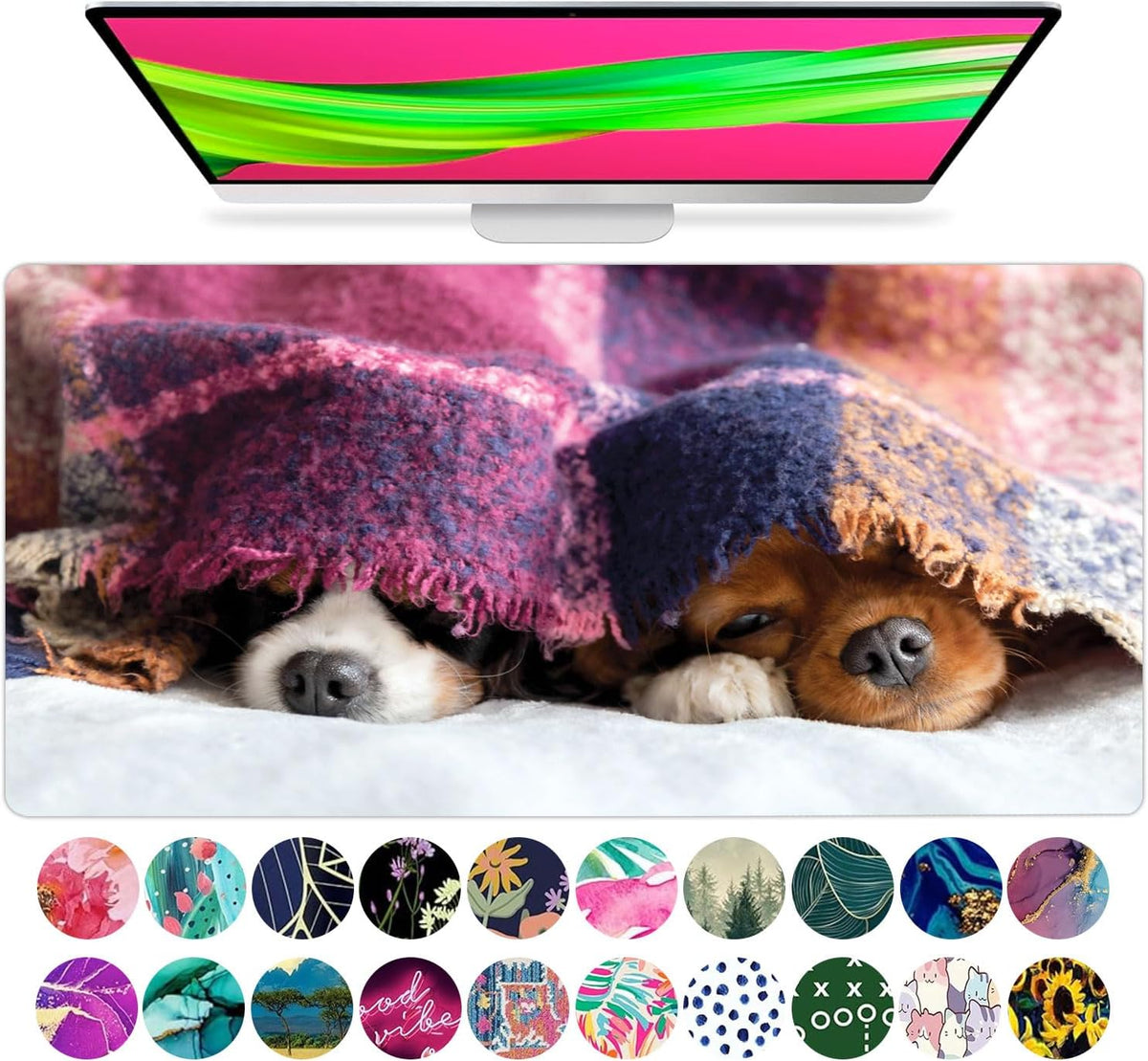 French KOKO Large Mouse Pad Desk Mat 15" X 30" – Extended Floral Desk Protector for Keyboard & Mouse – Non-Slip Waterproof Cute Office Pad Aesthetic Workstation Mat