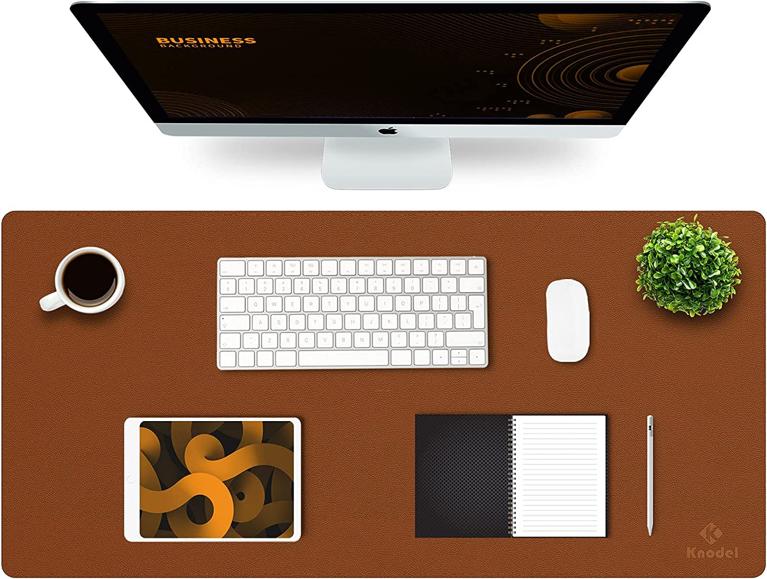 K KNODEL Large Office Leather Desk Mat, Mouse and Keyboard Pad, Computer and Laptop Mat, Desktop Protector and Cover, Writing Pad and Blotter (31.5"X15.7", White)