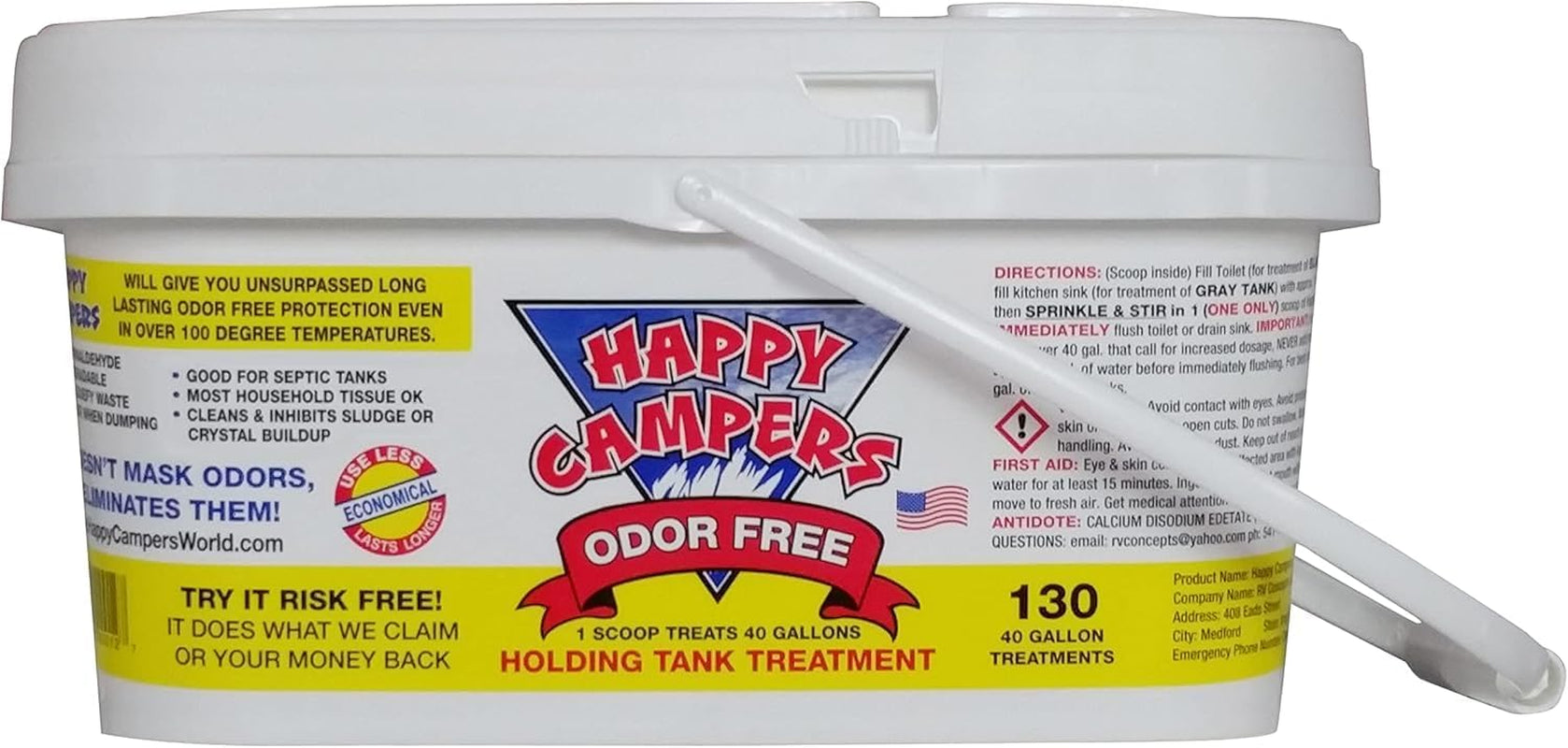 Happy Campers RV Toilet Treatment - Powerful Odor Control, Long-Lasting RV Tank Treatment - Prevents Clogs, Buildup, Sensor Failure - Keeps Holding Tank Clean & Healthy, Odor Free (18 Treatments)