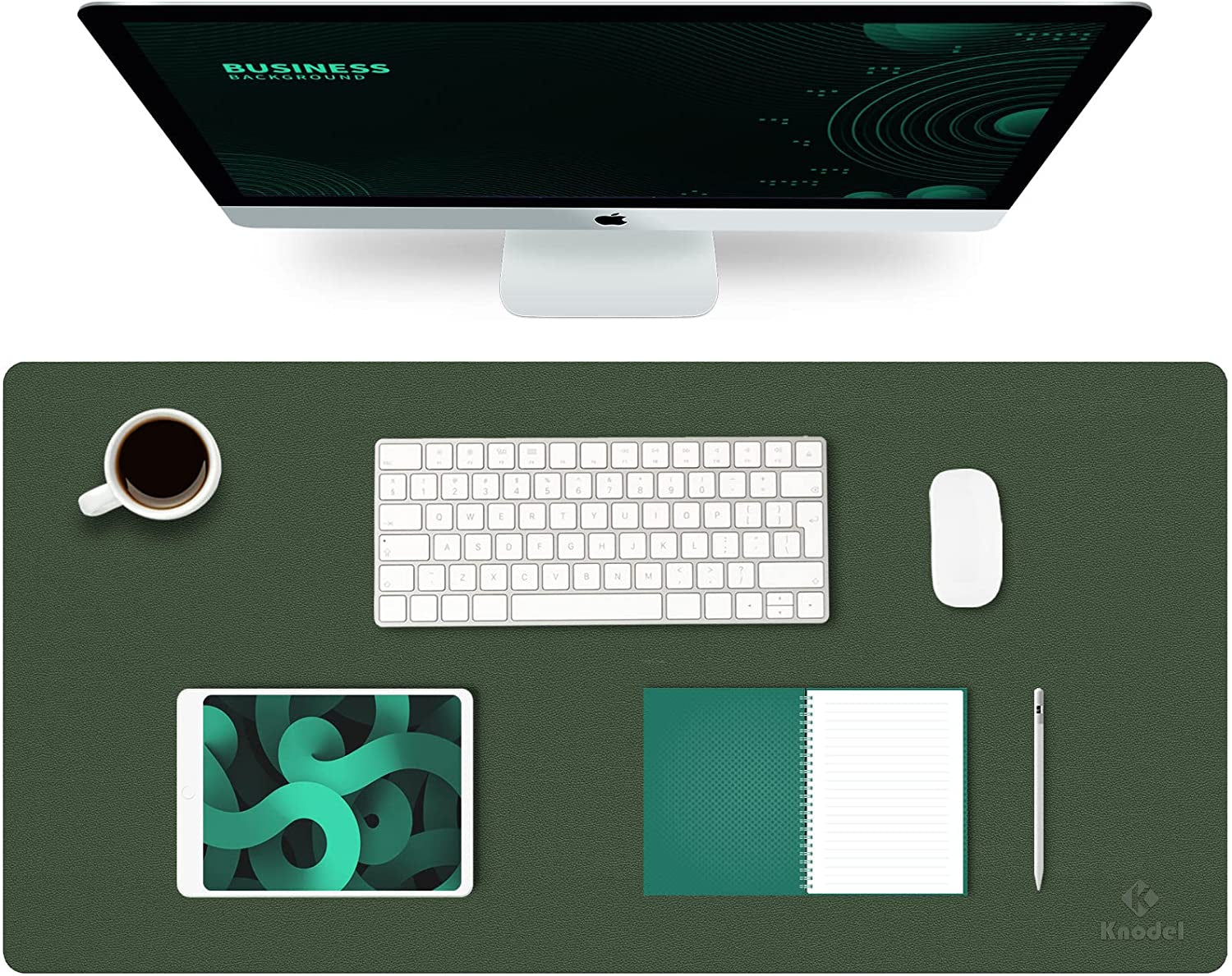 K KNODEL Large Office Leather Desk Mat, Mouse and Keyboard Pad, Computer and Laptop Mat, Desktop Protector and Cover, Writing Pad and Blotter (31.5"X15.7", White)
